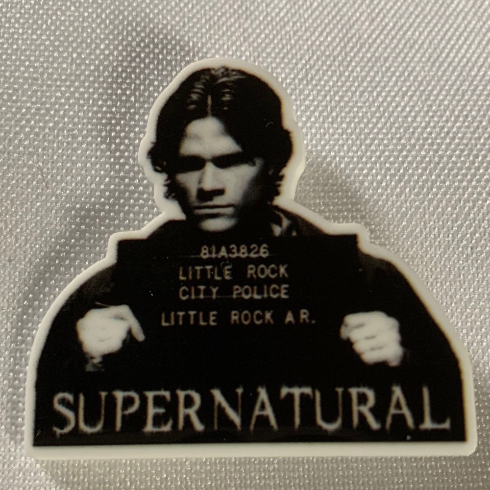 NWT. Handmade Supernatural TV Show Sam Winchester Mugshot Pin Brooch!